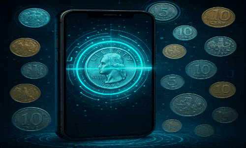 Descubra valor moedas raras CoinSnap!